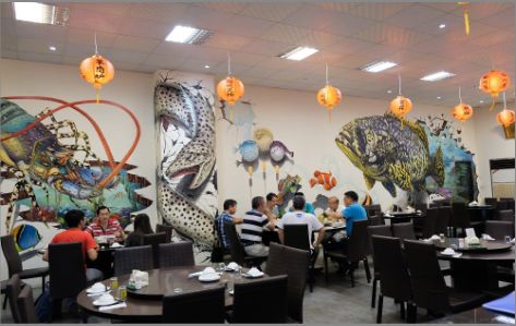 宜昌海鲜餐厅墙体彩绘